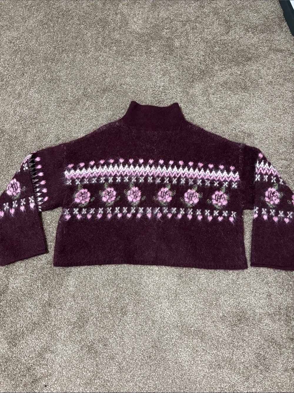 Women’s Burgundy Full-Zip Sweater